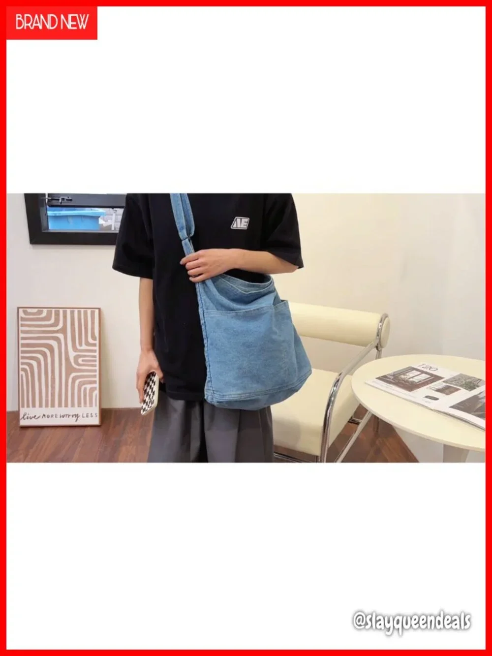 Denim Canvas Messenger Shoulder Bag Crossbody Tote 13